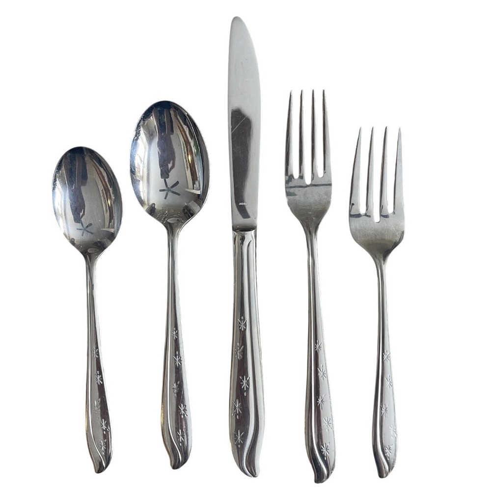 Vtg Set Of 5 Koba Stainless Japan Atomic Starburst 5 Stars Mixed MCM Flatware